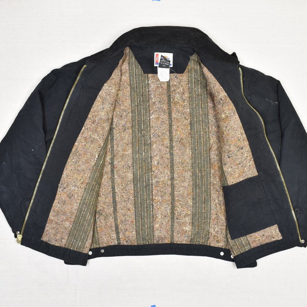 Dickies Men Detroit Bomber Jacket Cotton Black Sz 2XL Blanket Lined Work Stained - Picture 2 of 8